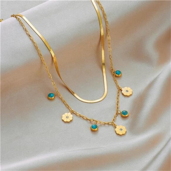 Layered Dual Chain Necklace - Picture 1 of 4